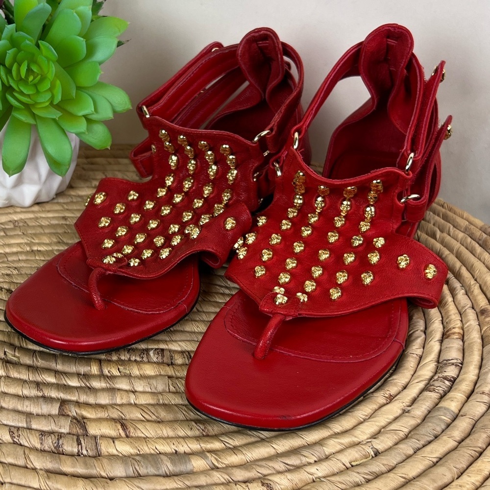 Thomas Wylde ‘Walking Dead’ Skull Sandals Red 7